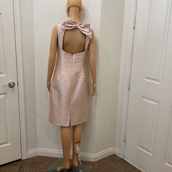 Alfred Sung Pearl Pink Silky Shimmer Sleeveless Dress Open Back Bow Size 12 - Picture 7 of 11